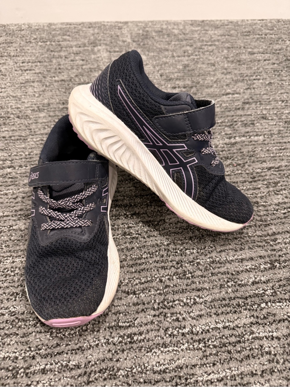 ASICS Kids Navy and Light Pink Athletic Sneakers